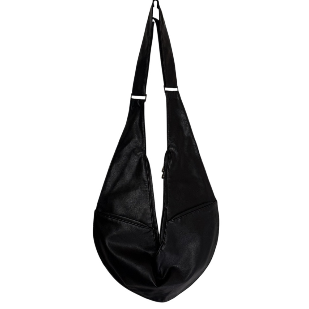 SASH Bag Black Crossbody Faux Leather Bag with Adjustable Strap - Picture 2 of 10